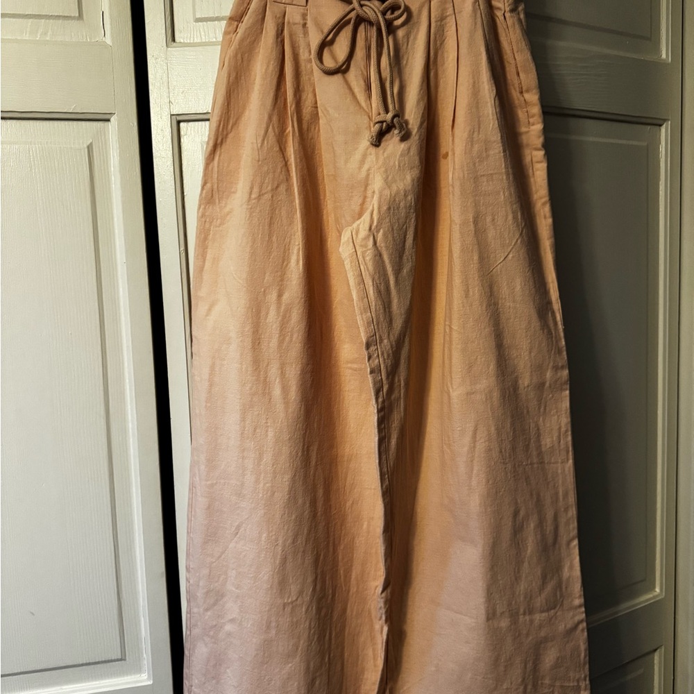 Peach Drawstring Paperbag Pants New